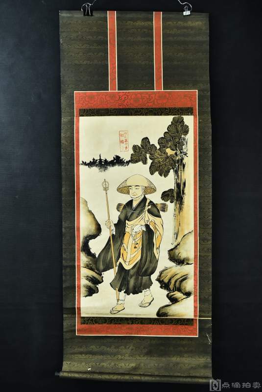 纸本印刷《弘法大师修业图》装裱立轴画一幅