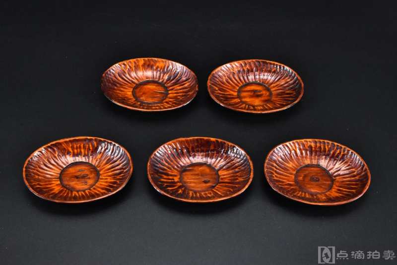 日本传统工艺漆器《茶托》一套五件全