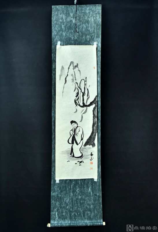 纸本手绘《日本人物图》简单装裱立轴画一幅 