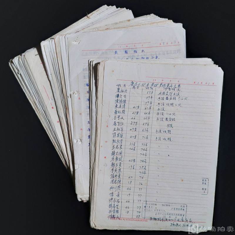 60-90年代，上海文革档案资料一组，约200张，内收文革笔录、最高指示、入党考核等资料