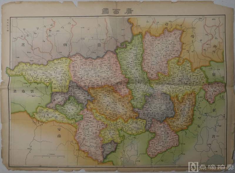 清或民国时期巜广西地图》（尺寸47×35厘米)