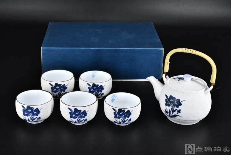《日本陶瓷茶具》原盒一套 提梁壶一个 茶碗五个 