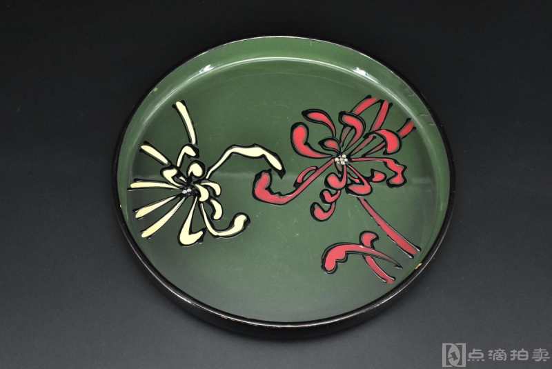 大尺寸《日本传统工艺漆器》圆盘一件 