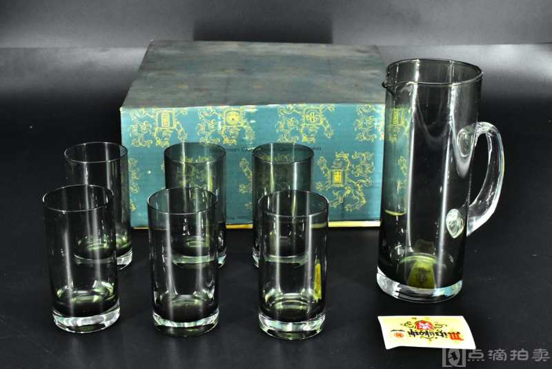 日本购回《捷克斯洛伐克的波希米亚玻璃茶具》原盒一套全 