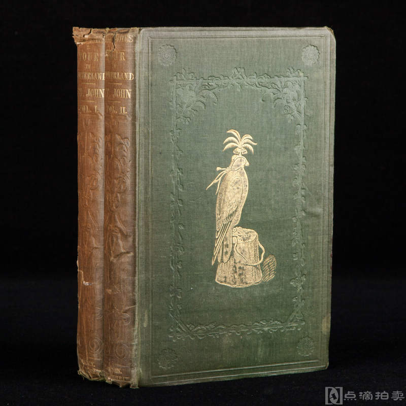1849年伦敦出版《萨瑟兰郡之旅/TOUR IN SUTHERLANDSHIRE》2册 漆布烫金精装 有藏书票