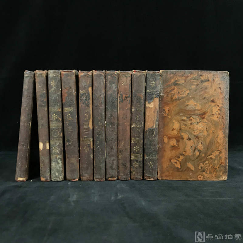 1798年，《劳伦斯·斯特恩作品集》（全10卷），10幅原品版画插图，全真皮精装