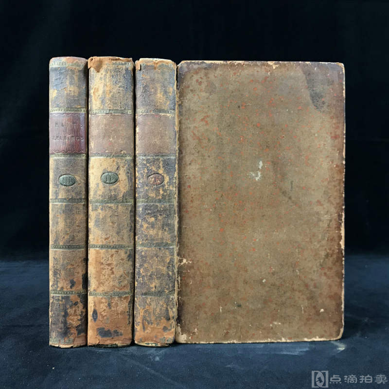 1795年，塞缪尔·杰克逊·普拉特《威尔士、荷兰和威斯特伐利亚杂文集》（全3卷），全真皮精装，书脊烫金压花