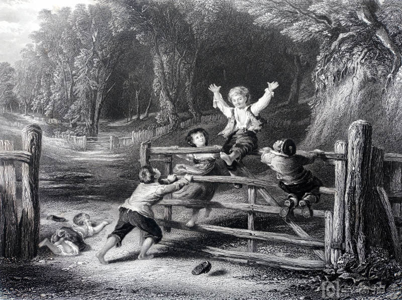 1859年钢版画，《快乐王》巴黎无字版，~纸张37*26.5cm，8品