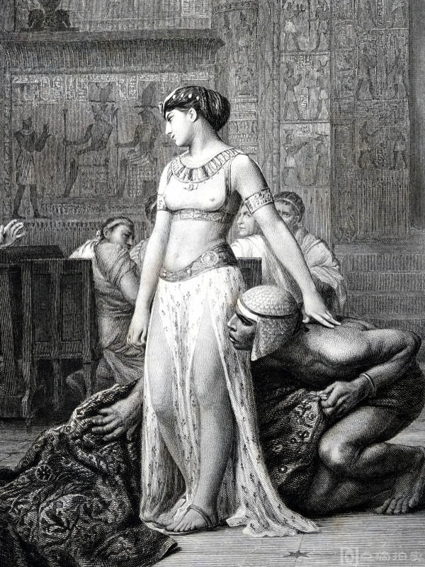 约1875年 钢版画 ，稀罕版本！《埃及艳后克丽奥帕特拉之死》~~莎剧（克丽奥帕特拉与凯撒》场景 ，36.8*27.3cm，9品
