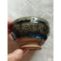 老绿釉窑变蓝釉杯