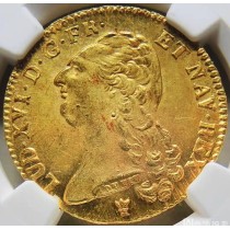 稀少原味1786年法国路易十六2路易双金路易金币NGC评级MS64收藏 